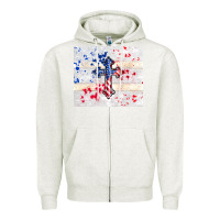 Oatmeal Heather 4th of july flag cross Zipper Hoodie - TumblerDesignByShophia