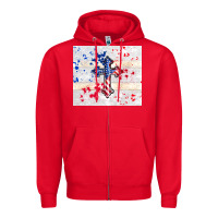 Red 4th of july flag cross Zipper Hoodie - TumblerDesignByShophia