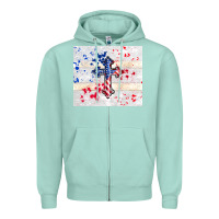 Seafoam 4th of july flag cross Zipper Hoodie - TumblerDesignByShophia