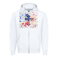 White 4th of july flag cross Zipper Hoodie - TumblerDesignByShophia