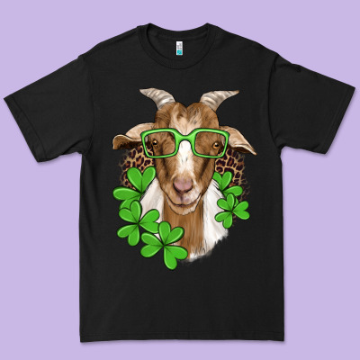 St Patricks Goat With Glasses Premium Tee Designed By Artiststas