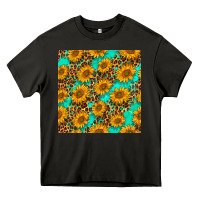 Asphalt sunflowers and leopard western seamless pattern Heavy Core Tee - BundleAndBundleShop