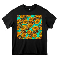 Black sunflowers and leopard western seamless pattern Heavy Core Tee - BundleAndBundleShop