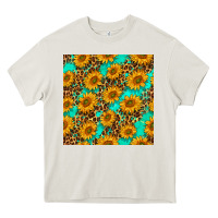 Cream sunflowers and leopard western seamless pattern Heavy Core Tee - BundleAndBundleShop