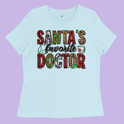 Santa's Favorite Doctor Ladies Tee Designed By Jasminsmagicworld