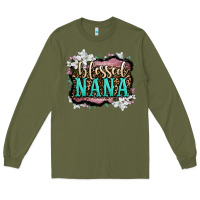 Army Green blessed nana Long Sleeve Tee - LillyAllenDesigns
