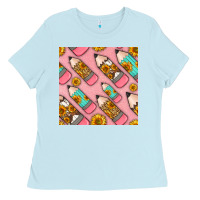 Baby Blue western pencil seamless pattern Ladies Tee - BundleAndBundleShop