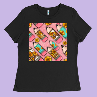 Western Pencil Seamless Pattern Ladies Tee Designed By Bundleandbundleshop