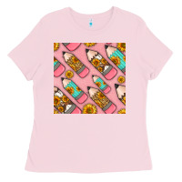 Bubblegum Pink western pencil seamless pattern Ladies Tee - BundleAndBundleShop