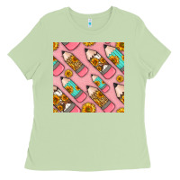 Matcha western pencil seamless pattern Ladies Tee - BundleAndBundleShop