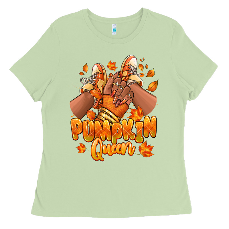 Pumpkin Queen Fall Black Girl Sneakers Ladies Tee by RanaPortraitStore | Teevron