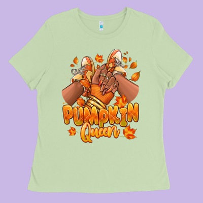 Pumpkin Queen Fall Black Girl Sneakers Ladies Tee Designed By Ranaportraitstore