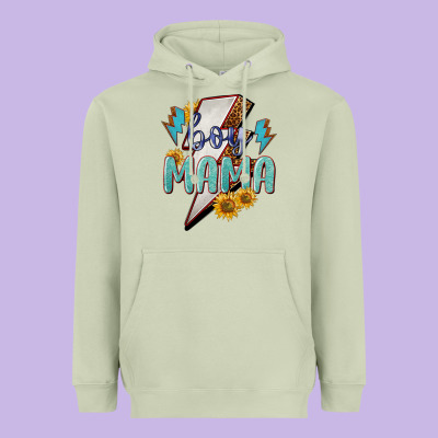 Boy Mama Lightning Bold Mother's Day Heavyweight Hoodie Designed By Howdyjamesfarm