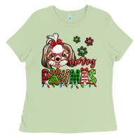 Matcha merry pawmas christmas shih tzu Ladies Tee - Jasminsmagicworld
