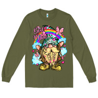 Army Green best mom gnome rainbow clouds butterfly glitter Long Sleeve Tee - LillyAllenDesigns