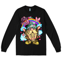 Black best mom gnome rainbow clouds butterfly glitter Long Sleeve Tee - LillyAllenDesigns