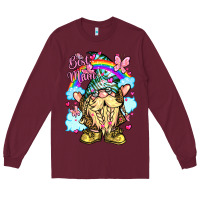 Burgundy best mom gnome rainbow clouds butterfly glitter Long Sleeve Tee - LillyAllenDesigns