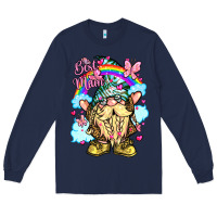Navy best mom gnome rainbow clouds butterfly glitter Long Sleeve Tee - LillyAllenDesigns