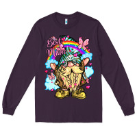 Plum best mom gnome rainbow clouds butterfly glitter Long Sleeve Tee - LillyAllenDesigns