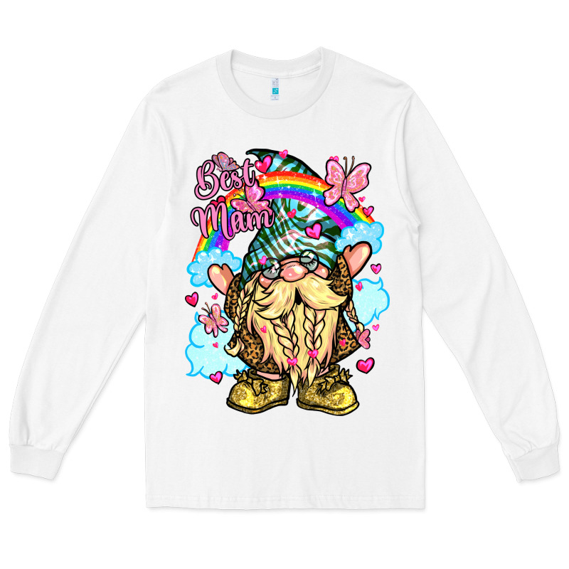Best Mom Gnome Rainbow Clouds Butterfly Glitter Long Sleeve Tee by LillyAllenDesigns | Teevron