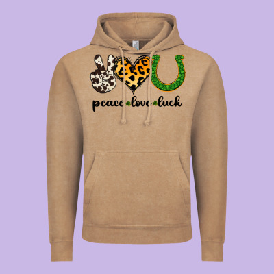 Peace Love Luck Vintage Hoodie Designed By Jasminsmagicworld