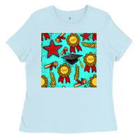 Baby Blue graduation seamless pattern Ladies Tee - BundleAndBundleShop