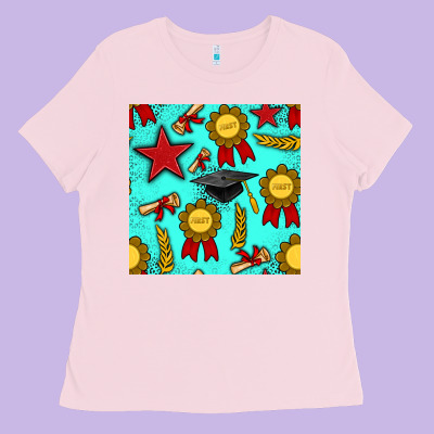 Graduation Seamless Pattern Ladies Tee Designed By Bundleandbundleshop