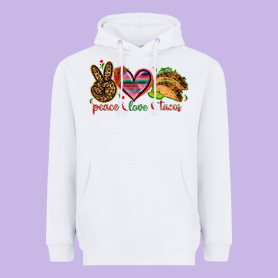 Peace Love Tacos Mexico Heavyweight Hoodie Designed By Howdyjamesfarm