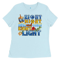 Baby Blue eight night and eight light for hanukkah Ladies Tee - AdoDesignShop