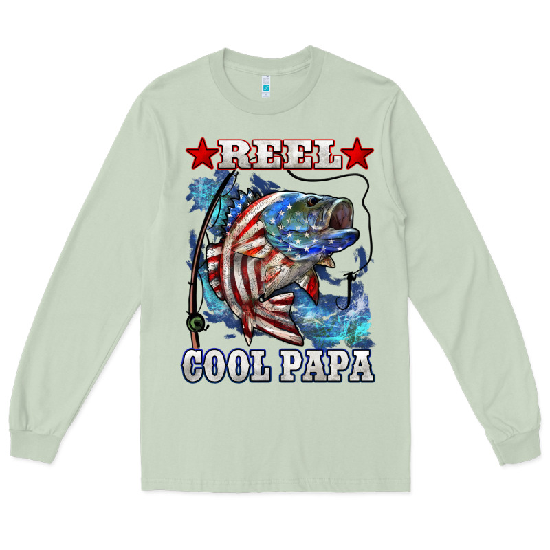 Reel Cool Papa American Flag Bass Fishing Long Sleeve Tee by LillyAllenDesigns | Teevron