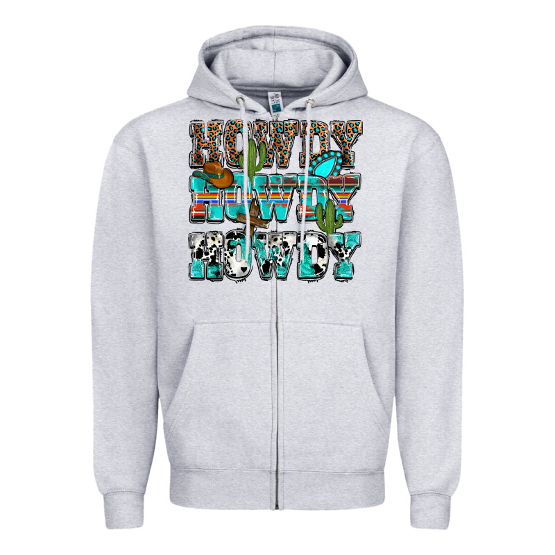 Western Howdy Howdy Howdy Zipper Hoodie by HowdyJamesFarm | Teevron