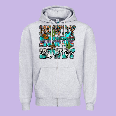 Western Howdy Howdy Howdy Zipper Hoodie Designed By Howdyjamesfarm