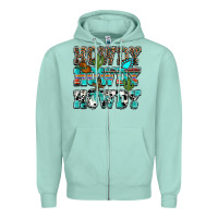 Seafoam Western Howdy Howdy Howdy Zipper Hoodie - HowdyJamesFarm