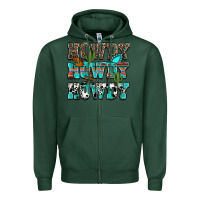 Sports Green Western Howdy Howdy Howdy Zipper Hoodie - HowdyJamesFarm