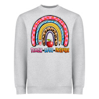 Heather Grey teach love inspire rainbow Heavyweight Sweatshirt - Artiststas