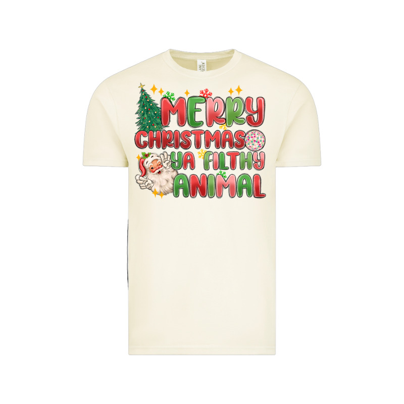 Merry Christmas Ya Filthy Animal Vintage Tee by MaliasSmallBusiness | Teevron