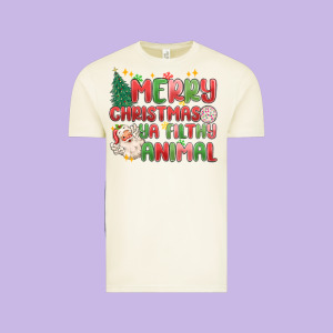 Merry Christmas Ya Filthy Animal Vintage Tee Designed By Maliassmallbusiness