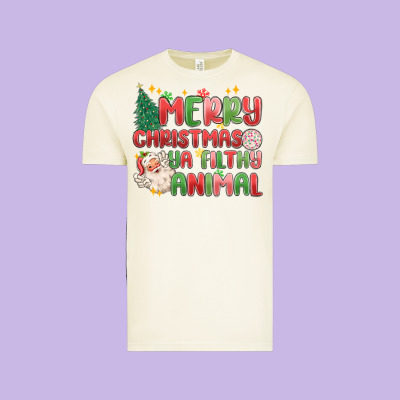 Merry Christmas Ya Filthy Animal Vintage Tee Designed By Maliassmallbusiness