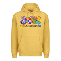 Antique Gold Peace love Autism Premium Hoodie - CowGirlArtShop
