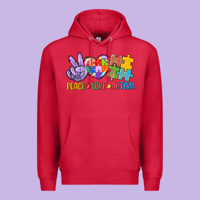 Peace Love Autism Premium Hoodie Designed By Cowgirlartshop