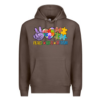 Coffee Peace love Autism Premium Hoodie - CowGirlArtShop
