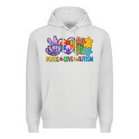 Dove Grey Peace love Autism Premium Hoodie - CowGirlArtShop
