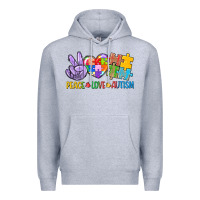 Heather Grey Peace love Autism Premium Hoodie - CowGirlArtShop