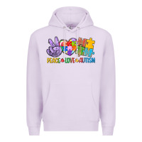 Lilac Peace love Autism Premium Hoodie - CowGirlArtShop