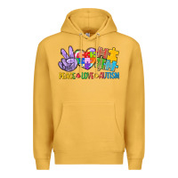 Mustard Peace love Autism Premium Hoodie - CowGirlArtShop