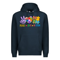 Navy Peace love Autism Premium Hoodie - CowGirlArtShop