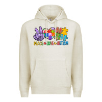 Oatmeal Heather Peace love Autism Premium Hoodie - CowGirlArtShop