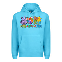 Ocean Blue Peace love Autism Premium Hoodie - CowGirlArtShop