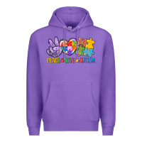 Purple Peace love Autism Premium Hoodie - CowGirlArtShop