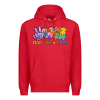 Red Peace love Autism Premium Hoodie - CowGirlArtShop